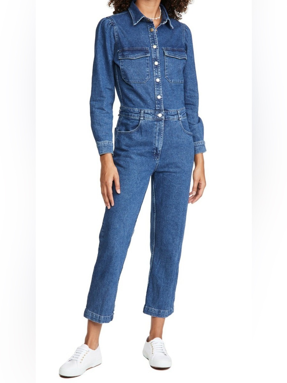 DL1961 Freja Long Sleeves Denim Utility Jumpsuit in Tripoli